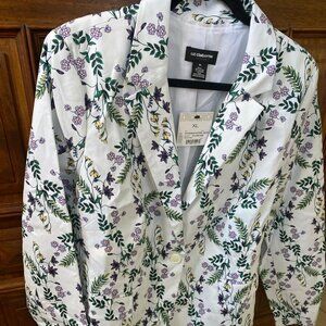 White Flowered Blazer